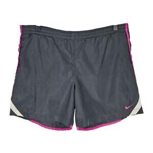 NIKE WOMEN'S VINTAGE BLACK ATHLETIC RUNNING SHORTS WITH PINK ACCENTS SIZE XL